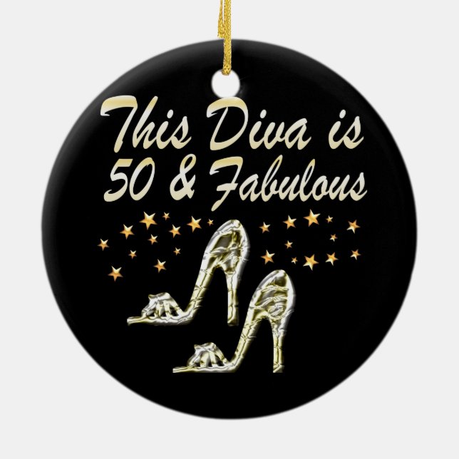 50TH SILVER SPARKLE SHOE QUEEN CERAMIC TREE DECORATION (Back)