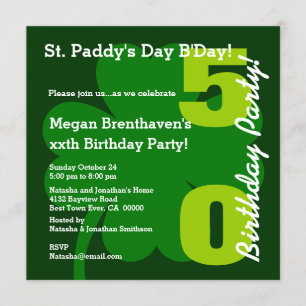 50th ST PATRICK Birthday Party Shamrock A03A Invitation