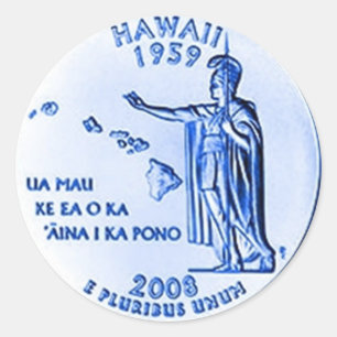 50th state Hawaii coin Classic Round Sticker