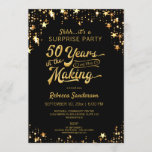 50th Surprise Birthday | Black & Gold Stars Invitation<br><div class="desc">Add the honoree's birth year as part of the 50 YEARS IN THE MAKING design. Black and gold theme with gold stars.
Contact the designer if you'd like this design modified or on another product.</div>