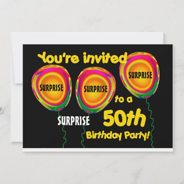50th SURPRISE Birthday Party Invitation Template (Front)