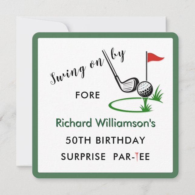 50th Surprise Birthday Party Men's Golf Theme Invitation (Front)