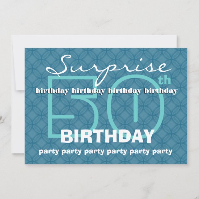 50th SURPRISE Birthday Powder Blue Circles W486 Invitation (Front)