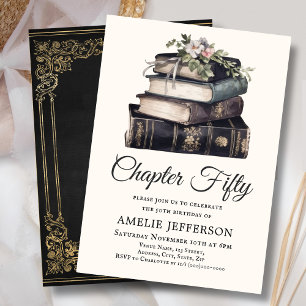 50th   Vintage Victorian Book Birthday  Invitation