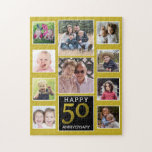 50th Wedding Anniversary 10 Photo Collage Jigsaw Puzzle<br><div class="desc">Unique photo collage jigsaw puzzle personalized for 50th golden wedding anniversary. Make your parents and family happy with this custom photo collage puzzle.</div>