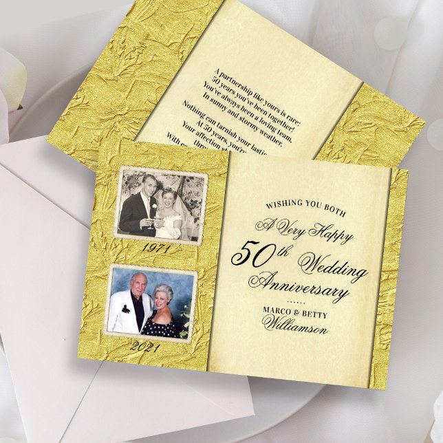 50th Wedding Anniversary 2 Photo Card (Creator Uploaded)