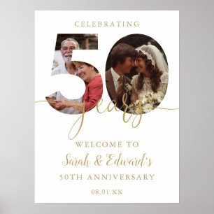 50th Wedding Anniversary 2 Photo Welcome Sign