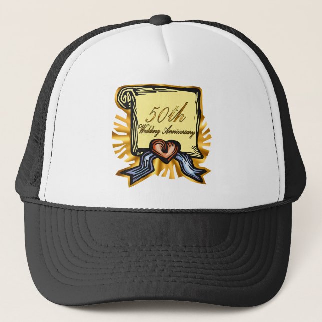 50th wedding anniversary 3w trucker hat (Front)