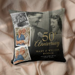 50th Wedding Anniversary 5 Photo Collage Cushion<br><div class="desc">Personalise with your 5 favourite photos and your special 50th golden wedding anniversary celebration details in chic typography. Designed by Thisisnotme©</div>