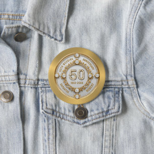 50th wedding anniversary 7.5 cm round badge