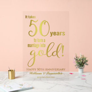 50th Wedding Anniversary  Acrylic Sign
