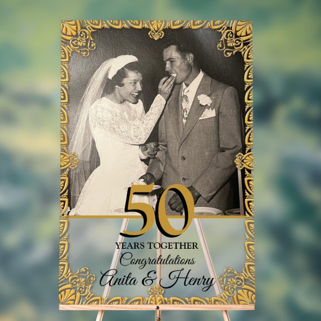 50th Wedding Anniversary  Acrylic Sign (Neutral)