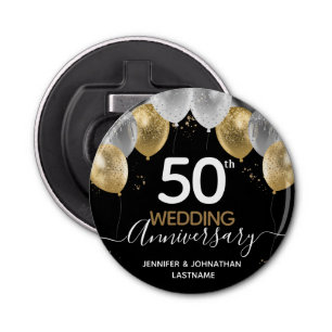 50th Wedding Anniversary Balloons  Bottle Opener