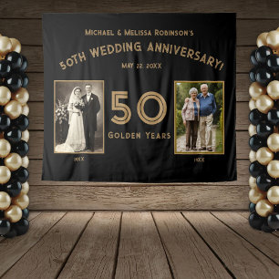 50th Wedding Anniversary Banner - Golden Years Pho Tapestry