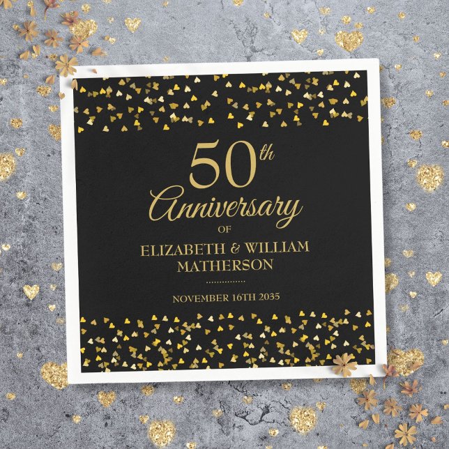 50th Wedding Anniversary Black And Gold Napkin (50th Wedding Anniversary Black And Gold Napkins)