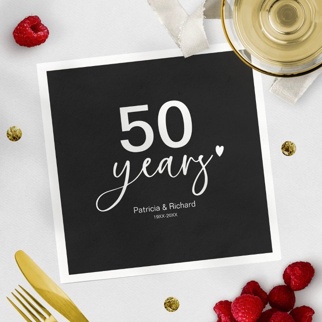 50th Wedding Anniversary Black And White  Napkin (Creator Uploaded)