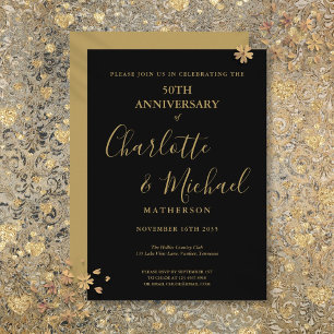 50th Wedding Anniversary Black Gold Signature Invitation
