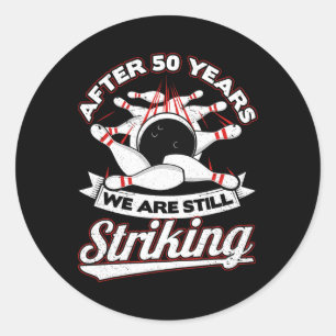 50th Wedding Anniversary Bowling Striking 50 Years Classic Round Sticker