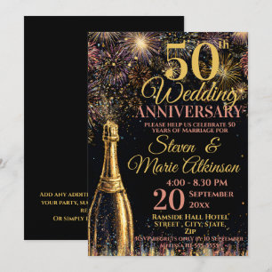50th Wedding Anniversary Bubbly Celebration Invitation