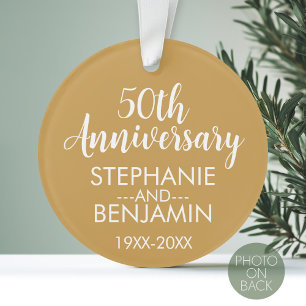 50th Wedding Anniversary Can Edit Gold Colour Phot Ornament