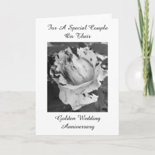 50th Wedding Anniversary Card Black And White Rose