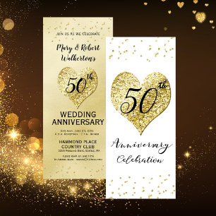 50th Wedding Anniversary Celebration Gold Confetti Invitation