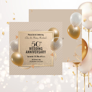 50th Wedding Anniversary Celebration Golden  Invitation