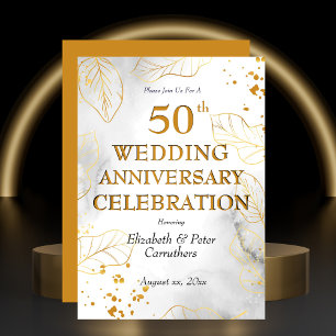50th Wedding Anniversary Celebration Golden Party Invitation