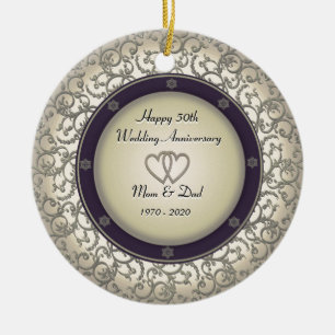 50th Wedding Anniversary Ceramic Tree Decoration