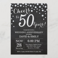 50th Wedding Anniversary Chalkboard Black Silver