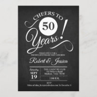 50th Wedding Anniversary - Chalkboard White