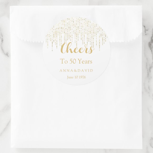 50th Wedding Anniversary Classic Round Sticker (Bag)