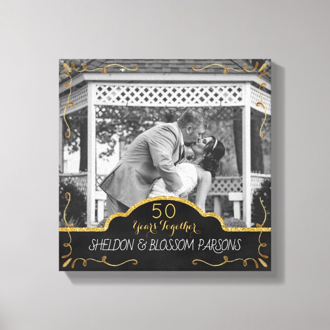 50th Wedding Anniversary Couple Photo Keepsake Canvas Print (Front)
