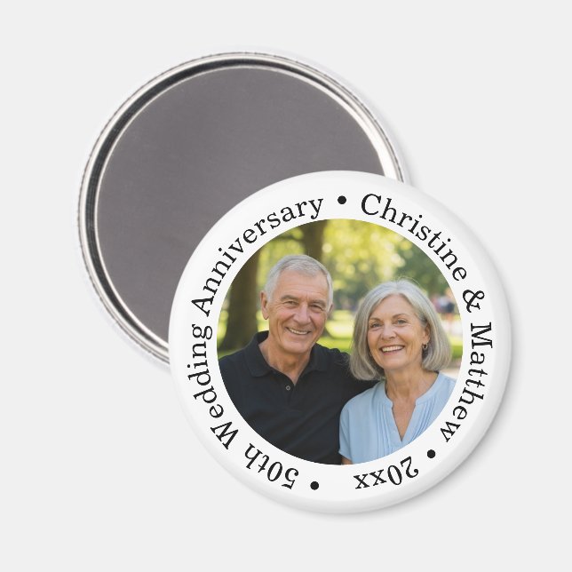 50th Wedding Anniversary Couple Photo Magnet (Front/Back)