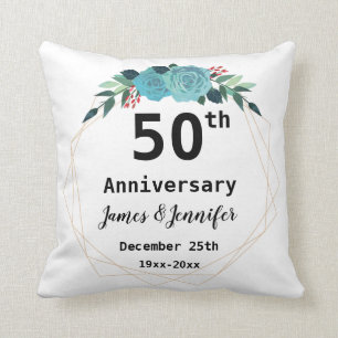 50th Wedding Anniversary Custom Names and Year Cushion