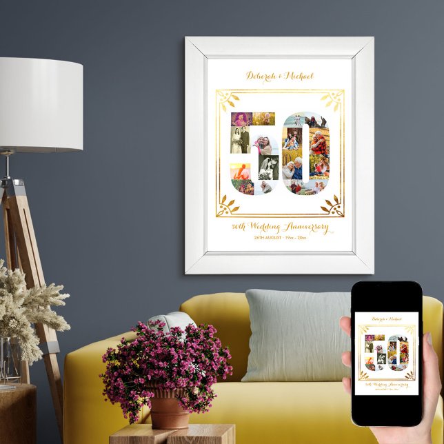 50th Wedding Anniversary Custom Photo Collage Poster (Creator Uploaded)