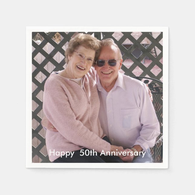 50th Wedding Anniversary Custom Photo Napkin (Front)