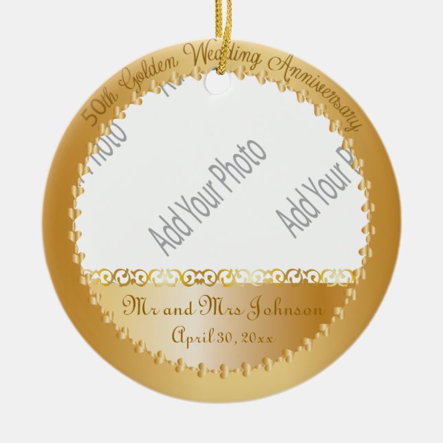 50th Wedding Anniversary - DIY Photo Ceramic Tree Decoration (Front)