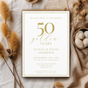 50th Wedding Anniversary Elegant 50 Golden Years Invitation