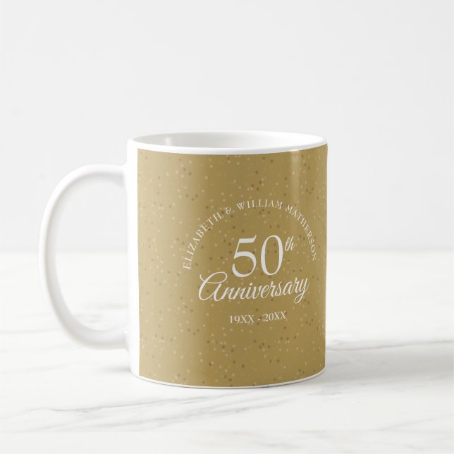 50th Wedding Anniversary Elegant Gold Dust Coffee Mug (Left)