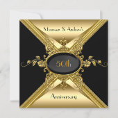 50th Wedding Anniversary Elegant Gold Golden Invitation (Front)