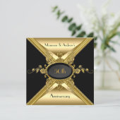 50th Wedding Anniversary Elegant Gold Golden Invitation (Standing Front)