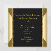 50th Wedding Anniversary Elegant Gold Golden Invitation (Back)