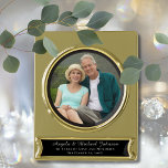 50th Wedding Anniversary Elegant Keepsake Picture Gold Plated Banner Ornament<br><div class="desc">Celebrate their 50th wedding anniversary with this ornament that is elegant keepsake to celebrate their milestone.  This ornament is gold plated and you can personalise everything from the pictures to their names and your message!</div>
