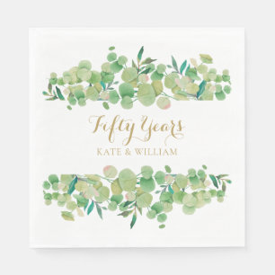 50th Wedding Anniversary Eucalyptus Greenery Napkin