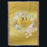 50th Wedding Anniversary Floral Gold Foil Throw Blanket<br><div class="desc">Featuring a delicate watercolor floral garland on a gold foil background,  this chic botanical 50th wedding anniversary keepsake throw blanket can be personalised with your special anniversary information in elegant typography. Designed by Thisisnotme©</div>
