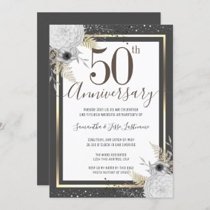 50th Wedding Anniversary Floral  Invitation