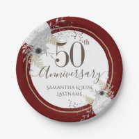 50th Wedding Anniversary Floral Paper Plate