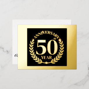 50th wedding anniversary foil invitation postcard