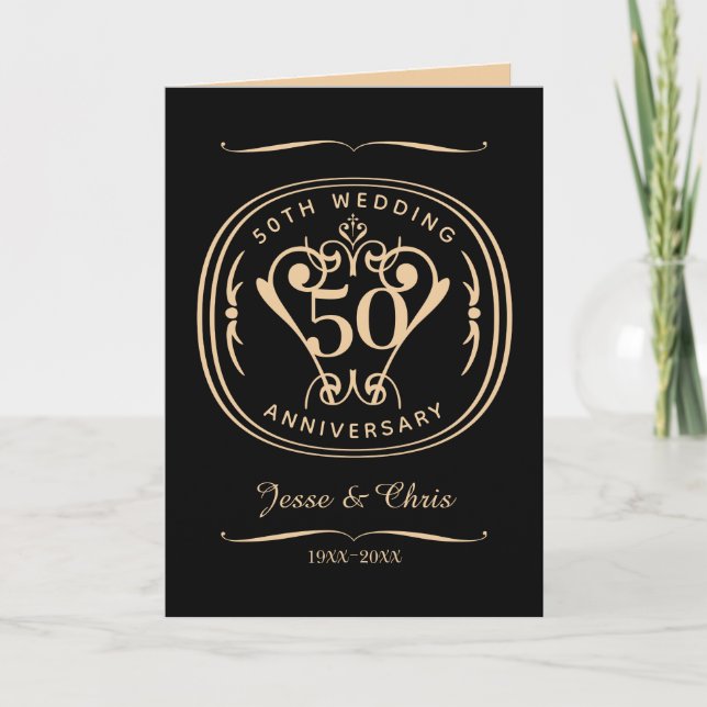 50th Wedding Anniversary Folded Greeting Card (Front)